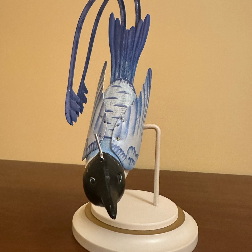 Blue and Black Bird Figurine